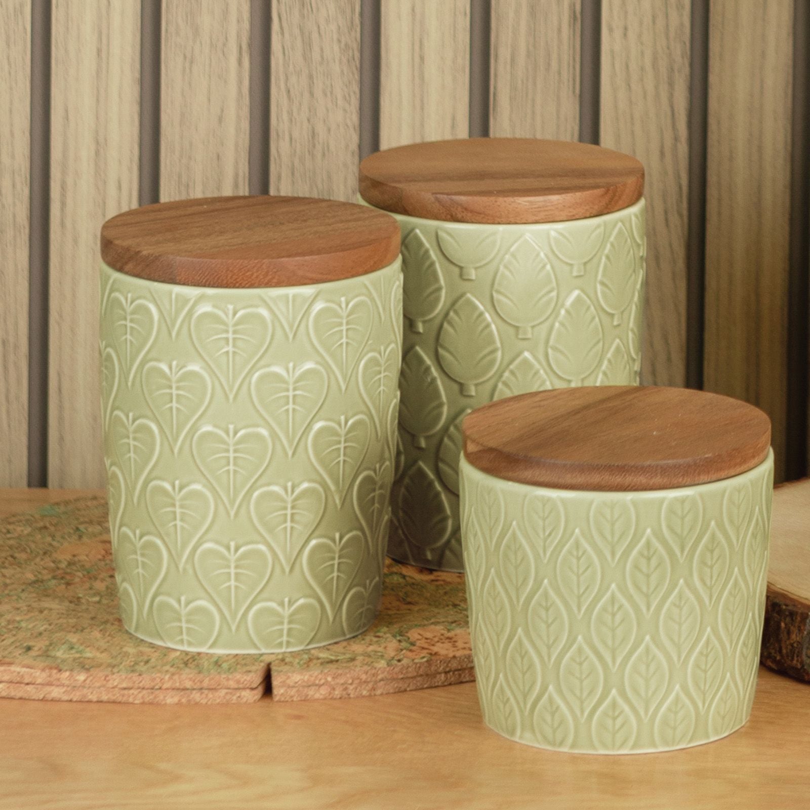 Leaf Design Storage Jars