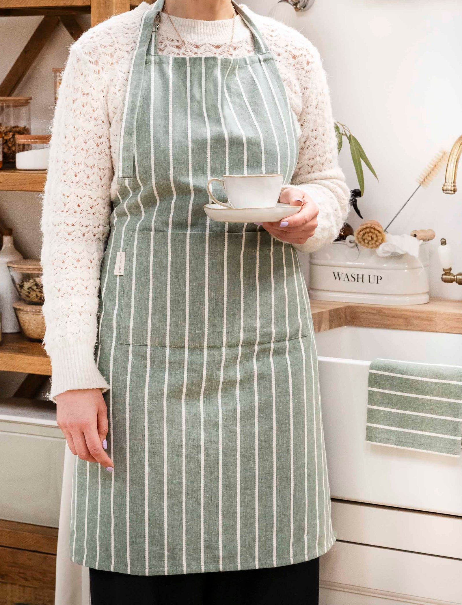 Rosemary Stripe Cotton Apron