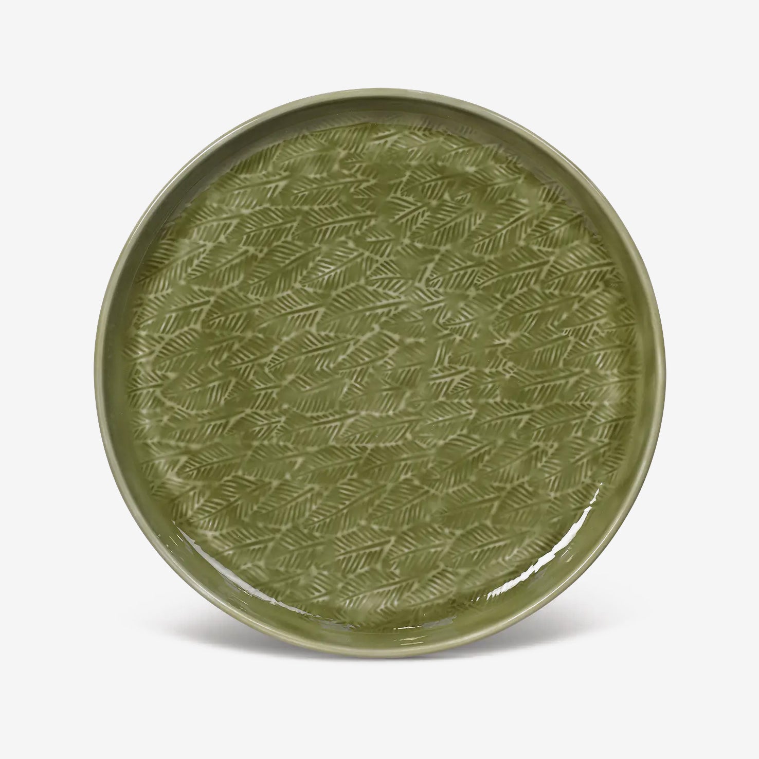 Enamelled Serving Tray with Leaf Pattern