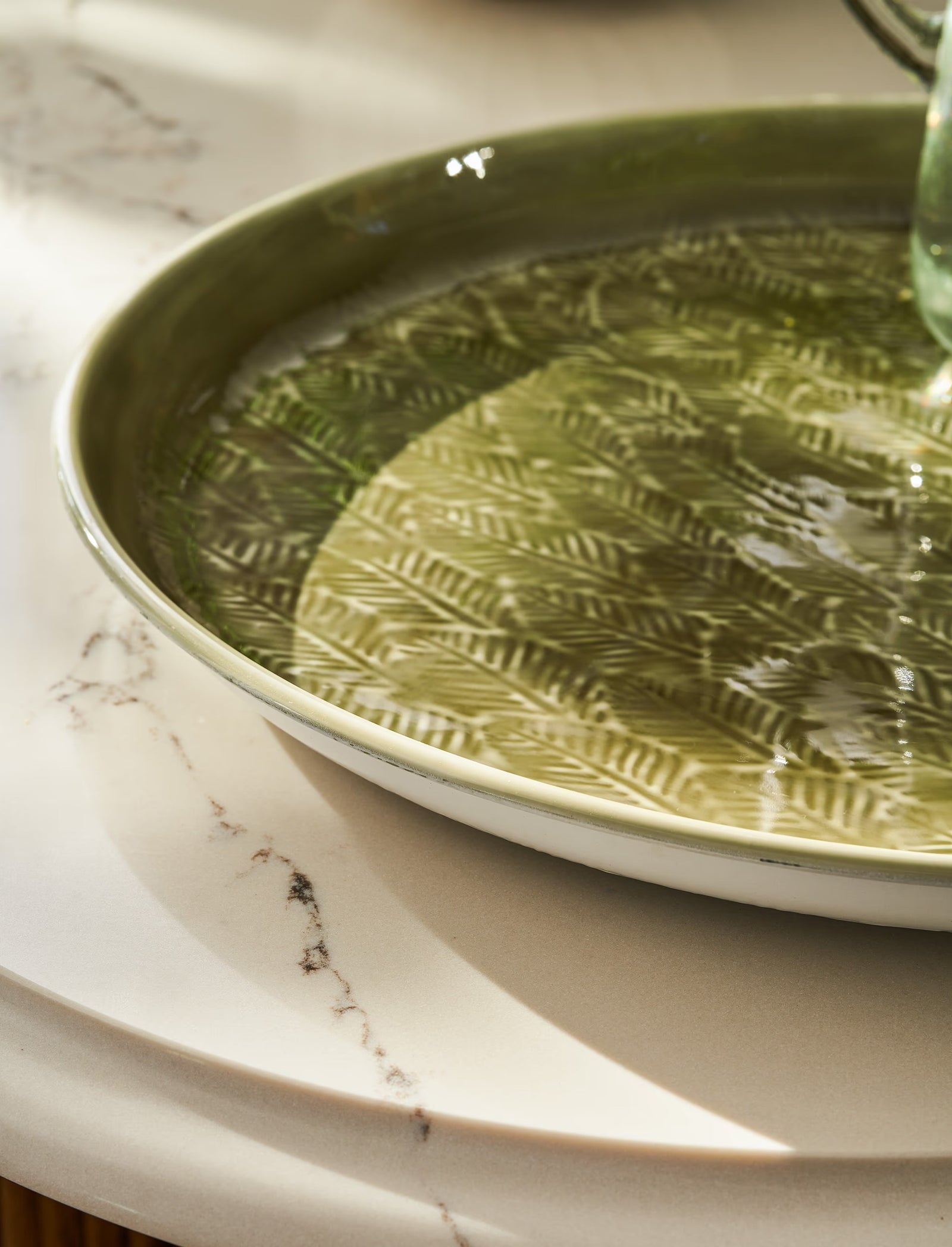 Enamelled Serving Tray with Leaf Pattern