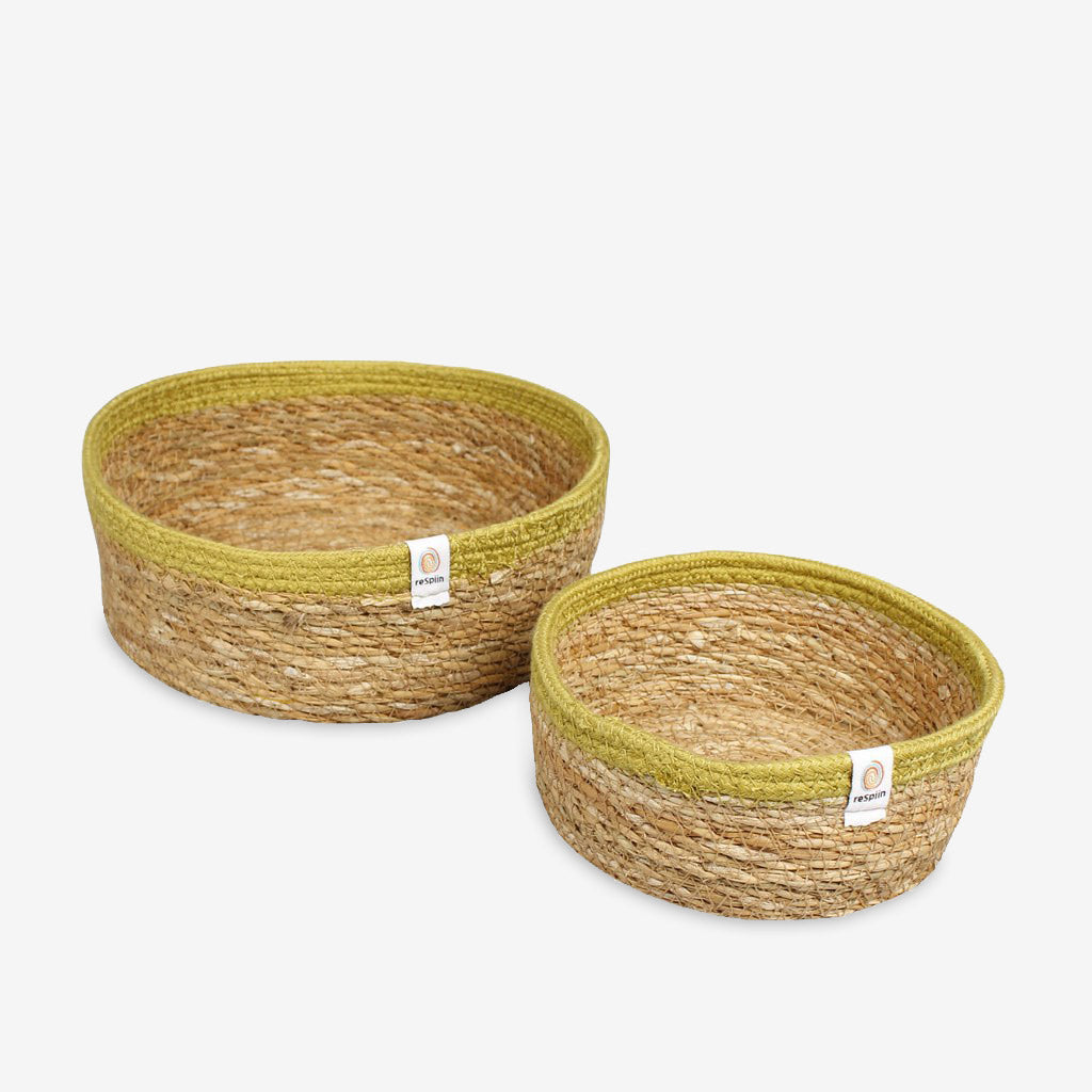 Seagrass & Jute Storage Baskets, Set of 2