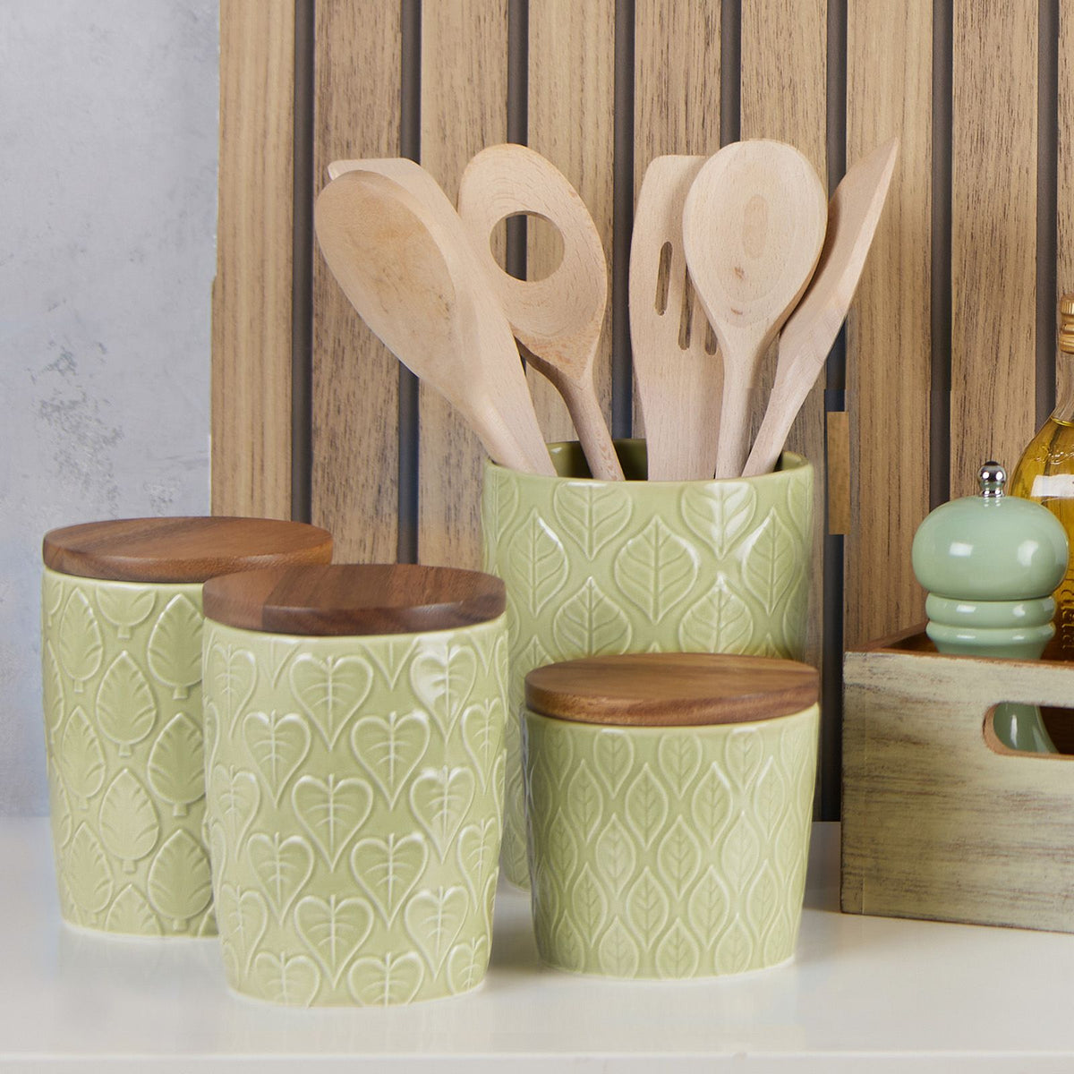Leaf Design Storage Jars