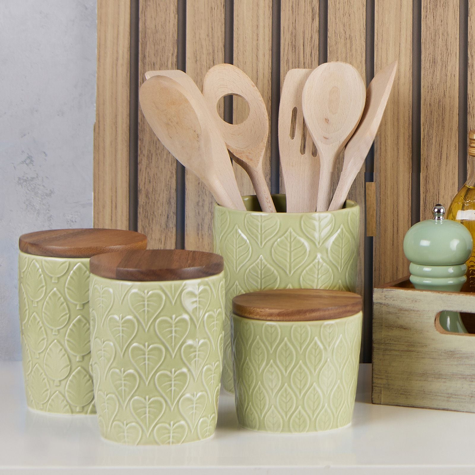Leaf Design Storage Jars