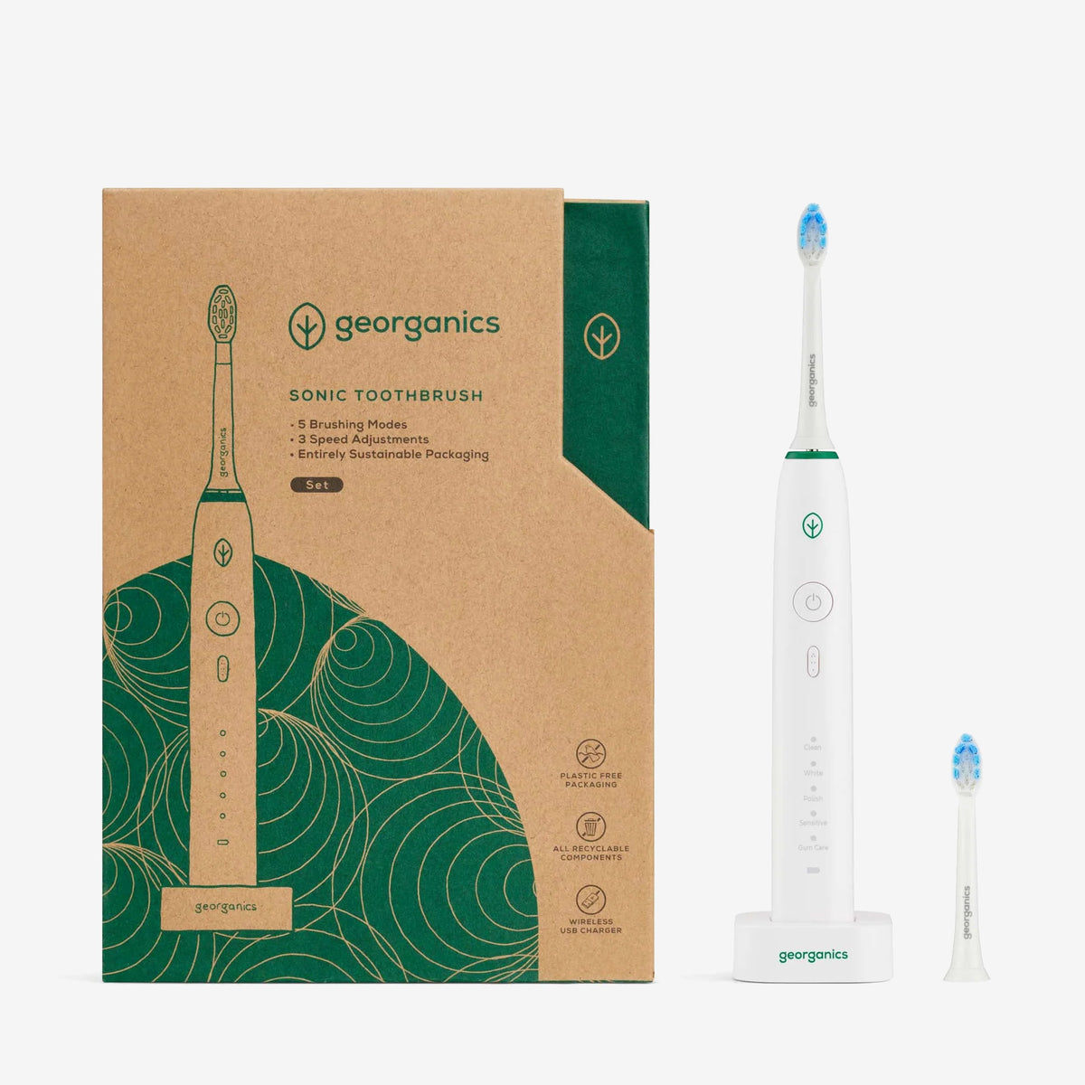 Georganics 50,000 Sonic Toothbrush &amp; Replacement Heads