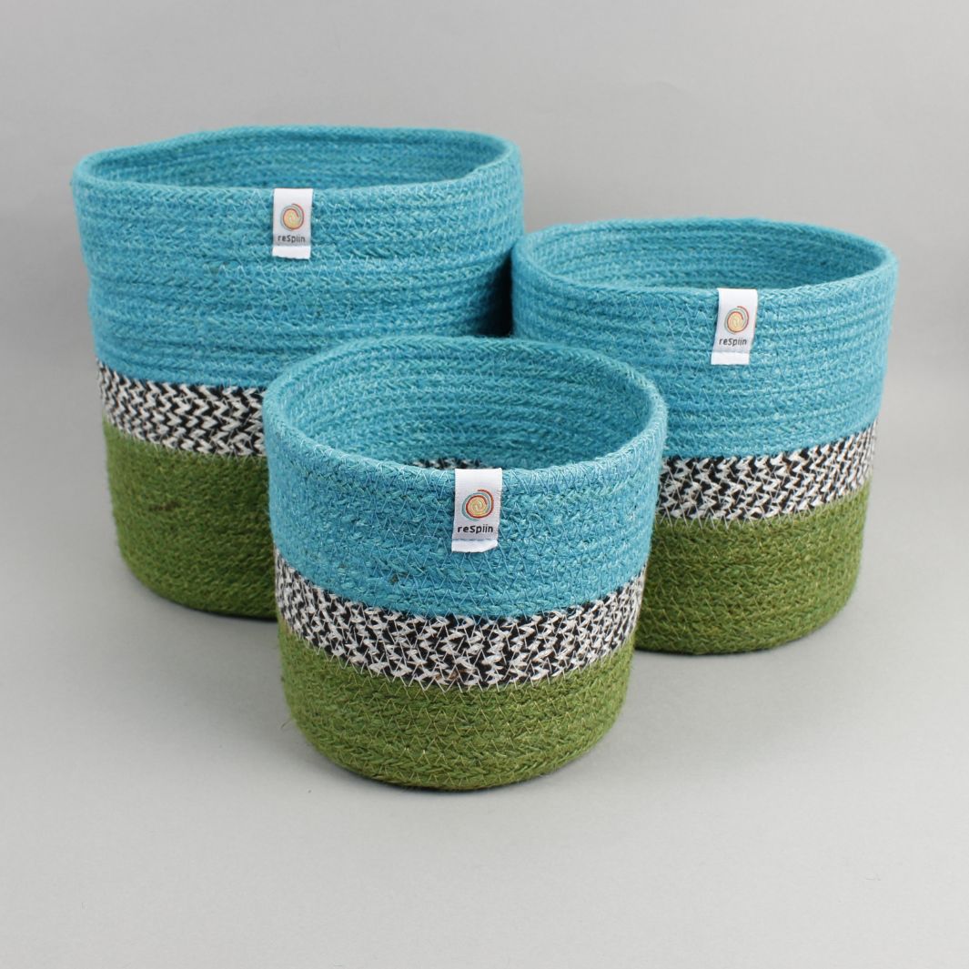 Set of 3 Jute Zigzag Baskets
