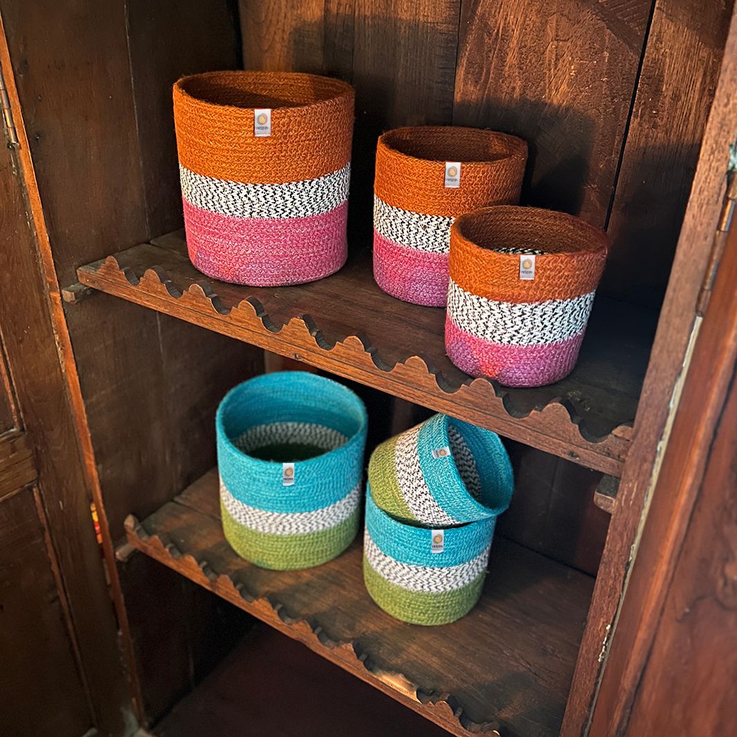 Set of 3 Jute Zigzag Baskets