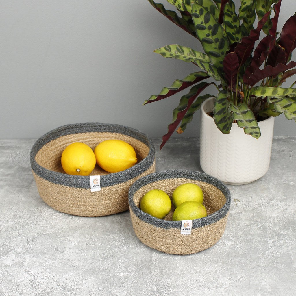 Jute Storage Baskets, Set of 2