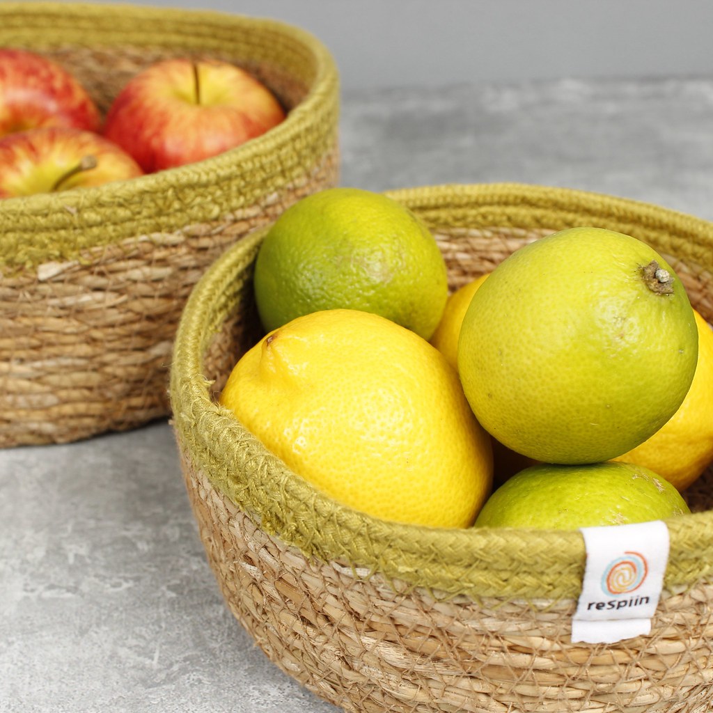 Seagrass & Jute Storage Baskets, Set of 2