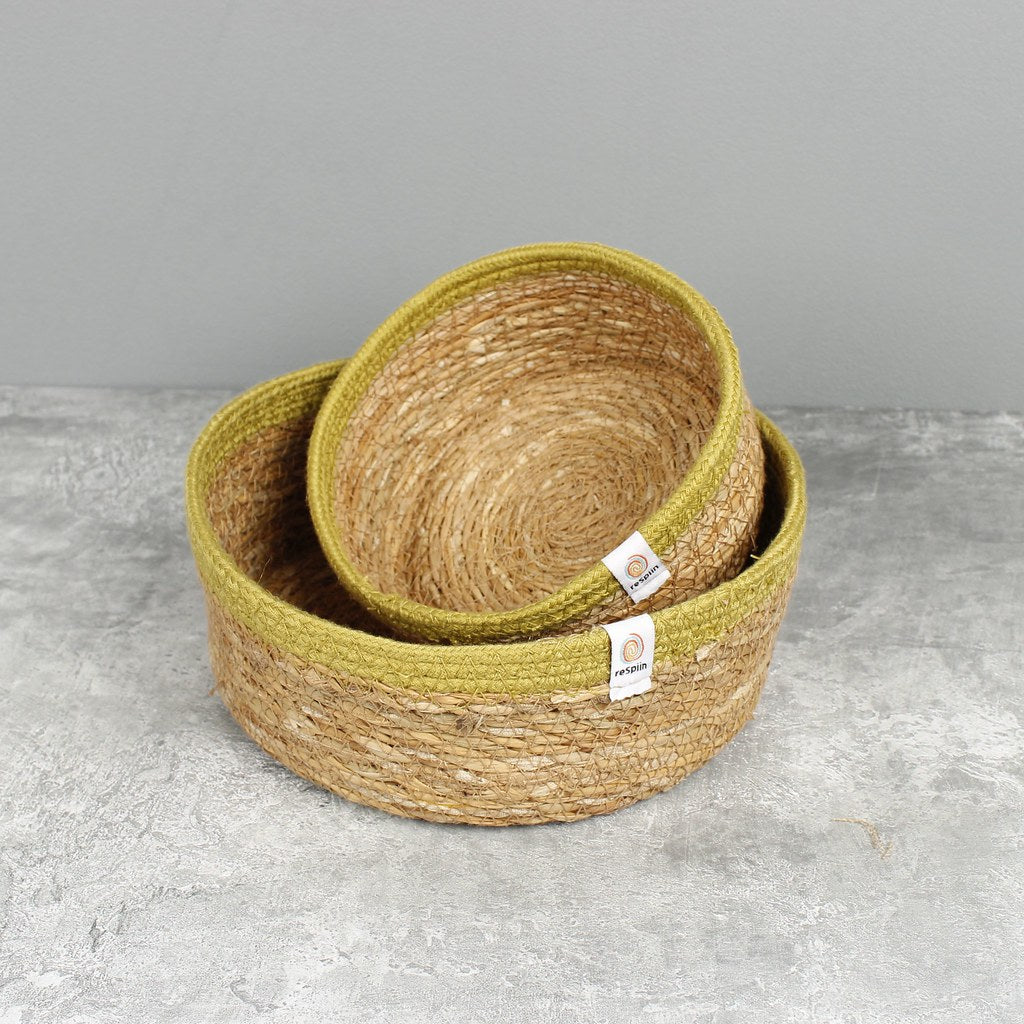 Seagrass & Jute Storage Baskets, Set of 2