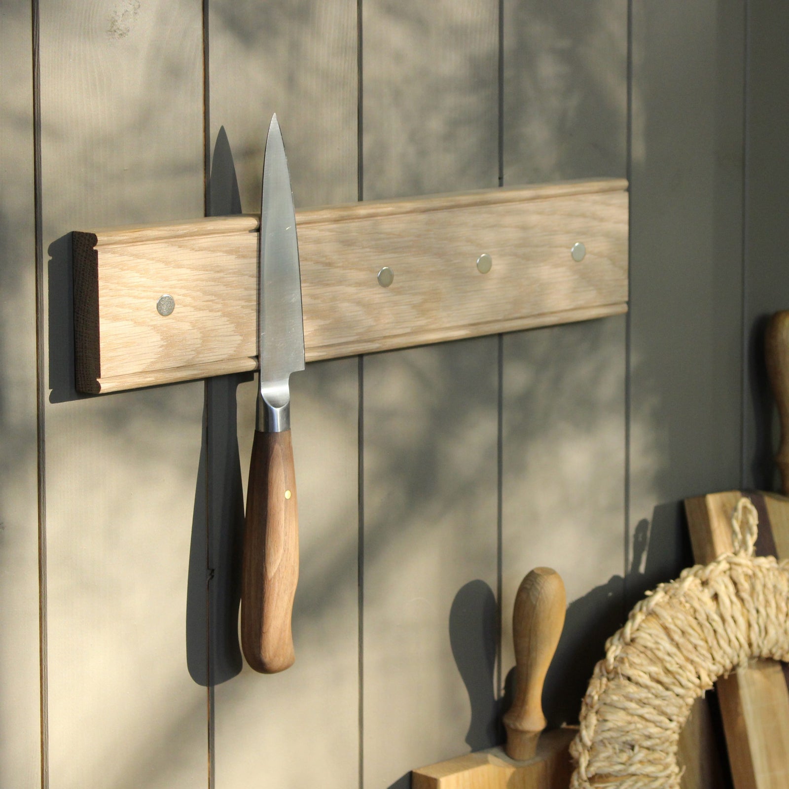 Oak Magnetic 5 Knife Rack