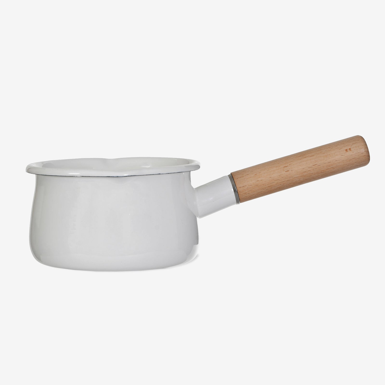 Enamel Milk Pan, Beechwood Handle