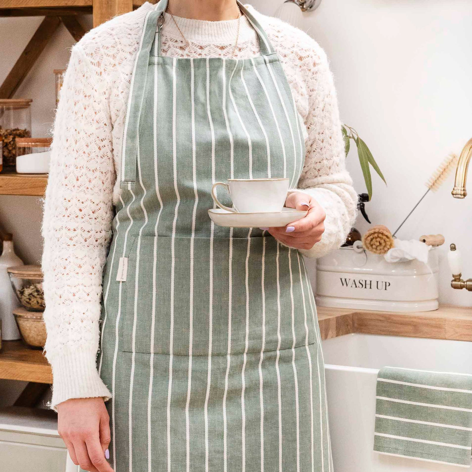 Rosemary Stripe Cotton Apron