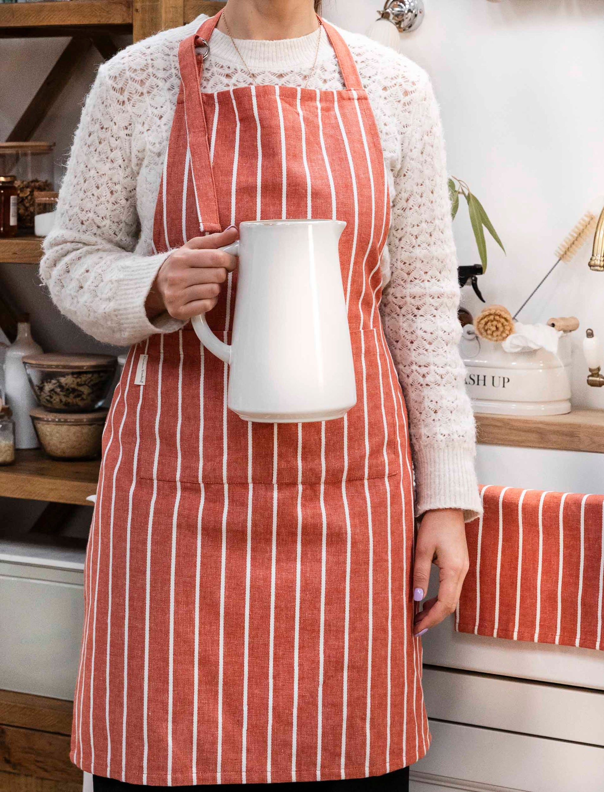 Rust Stripe Cotton Apron