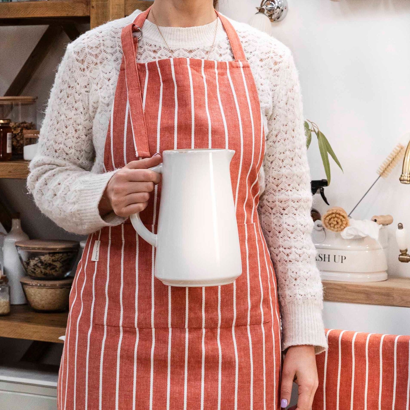 Rust Stripe Cotton Apron