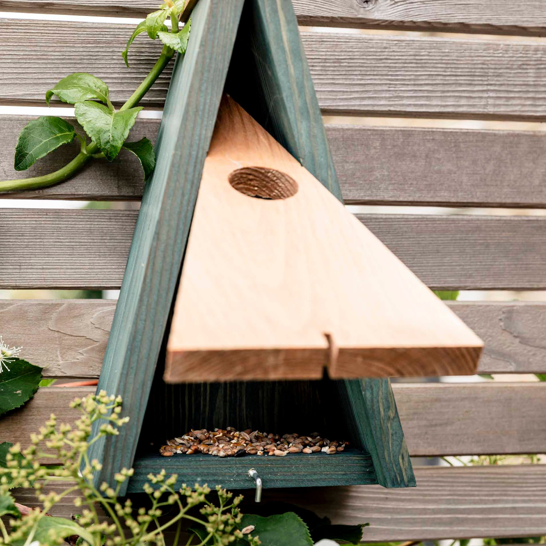 Wooden Bird Nest Box, Olive Green