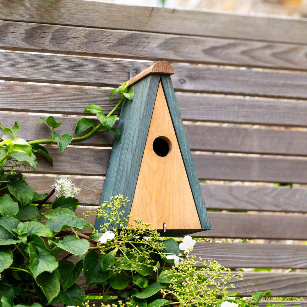 Wooden Bird Nest Box, Olive Green