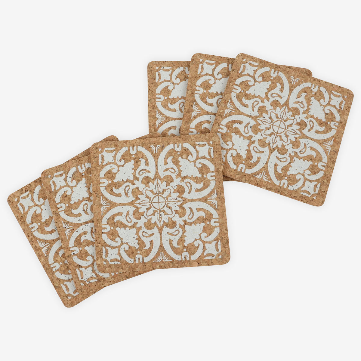 Set 6 Patterned Cork Coasters