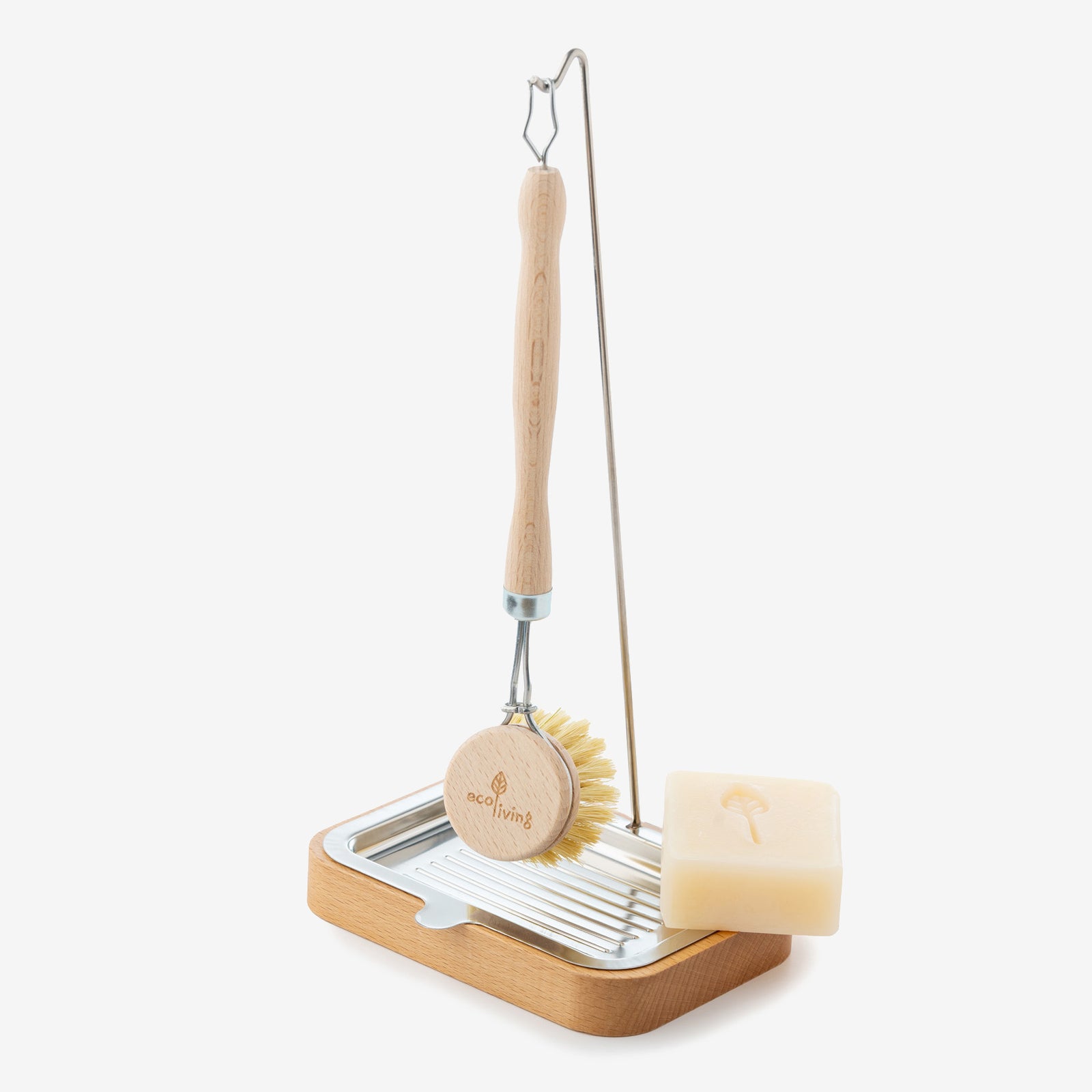 Wooden Dish Brush & Soap Stand, Rectangular