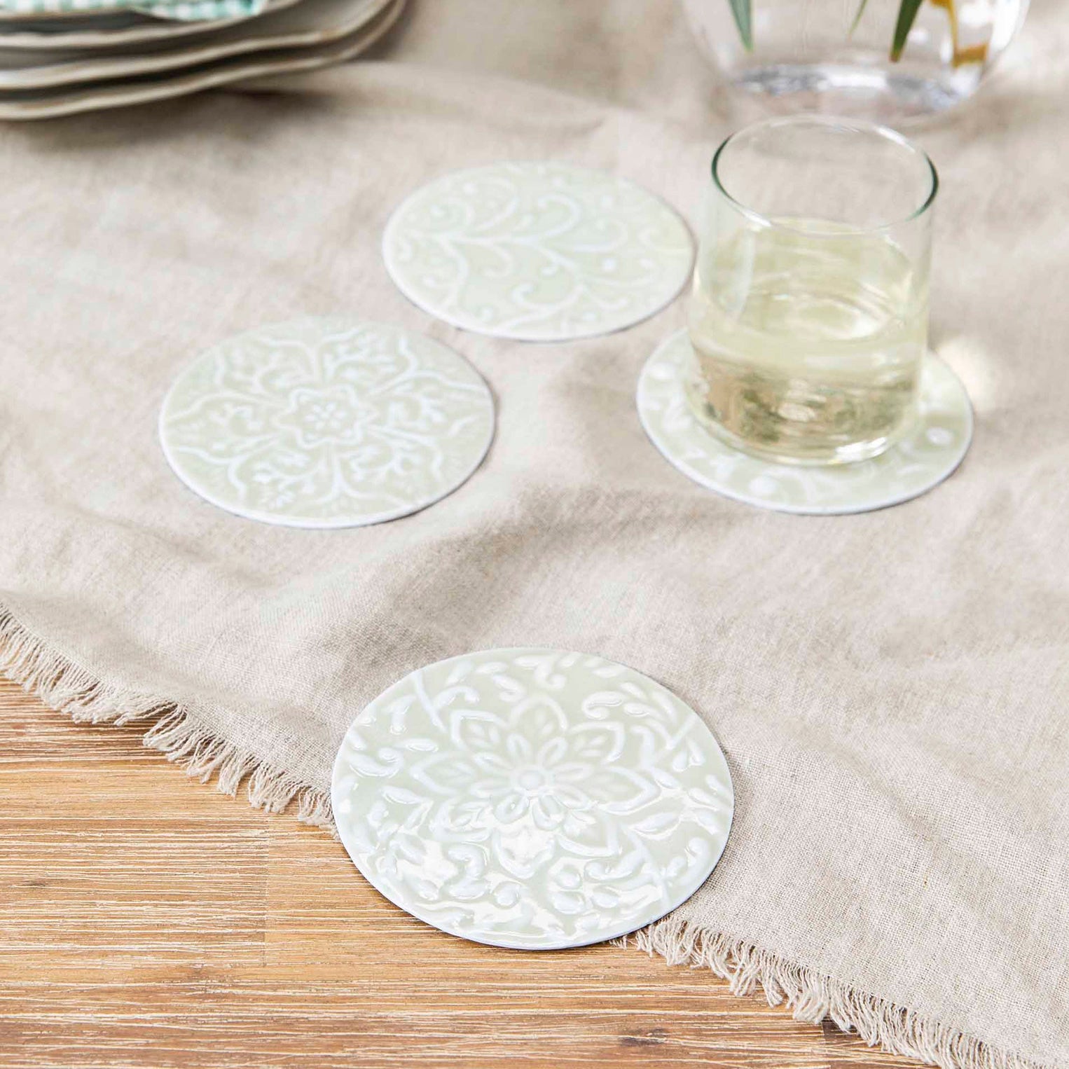 Enamel Coasters with Raised Pattern