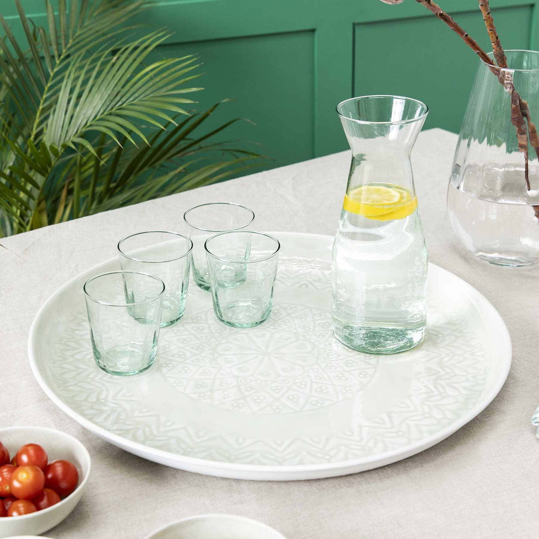 Enamelled Serving Tray with Raised Pattern