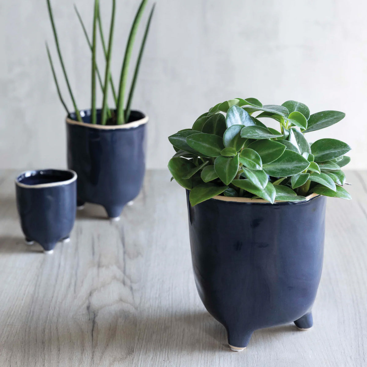 Footed Glazed Plant Pots, Positano