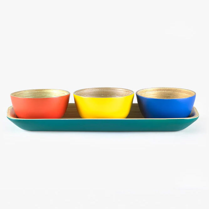 Bamboo Dipping Bowls & Tray