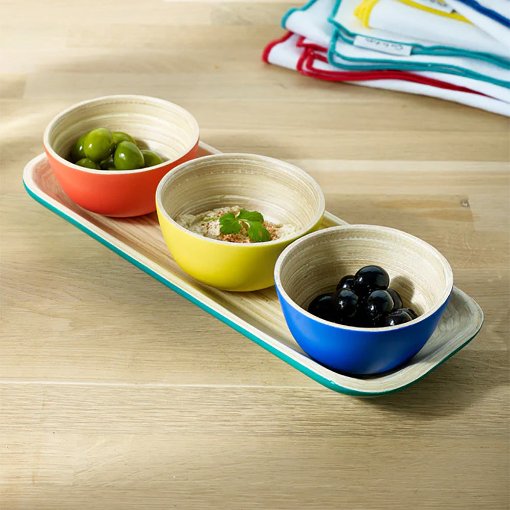 Bamboo Dipping Bowls &amp; Tray