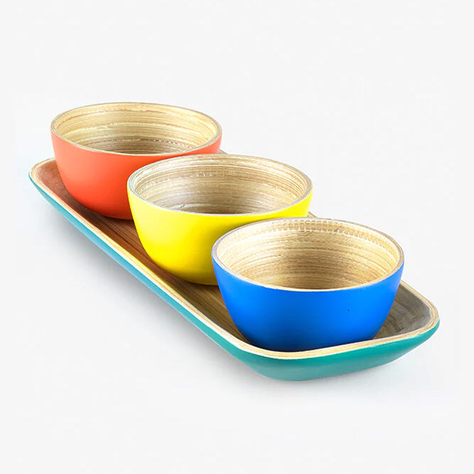 Bamboo Dipping Bowls & Tray