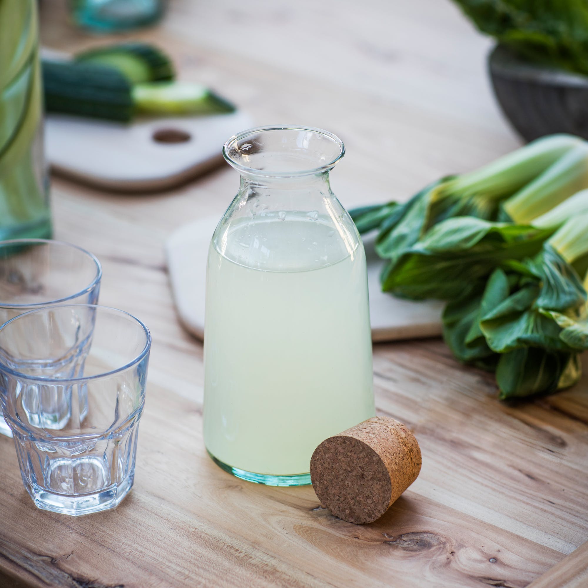 Glass Bottle with Cork Stopper, 100% recycled glass