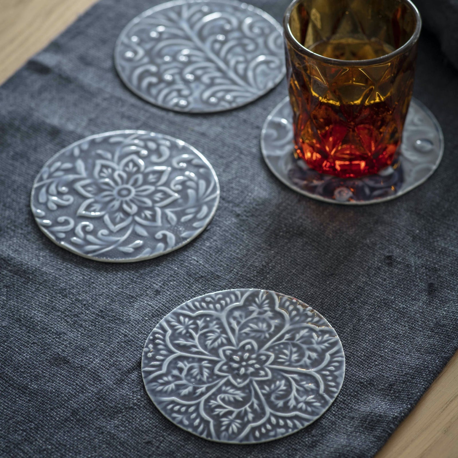 Fiskardo Enamel Coasters with Raised Pattern