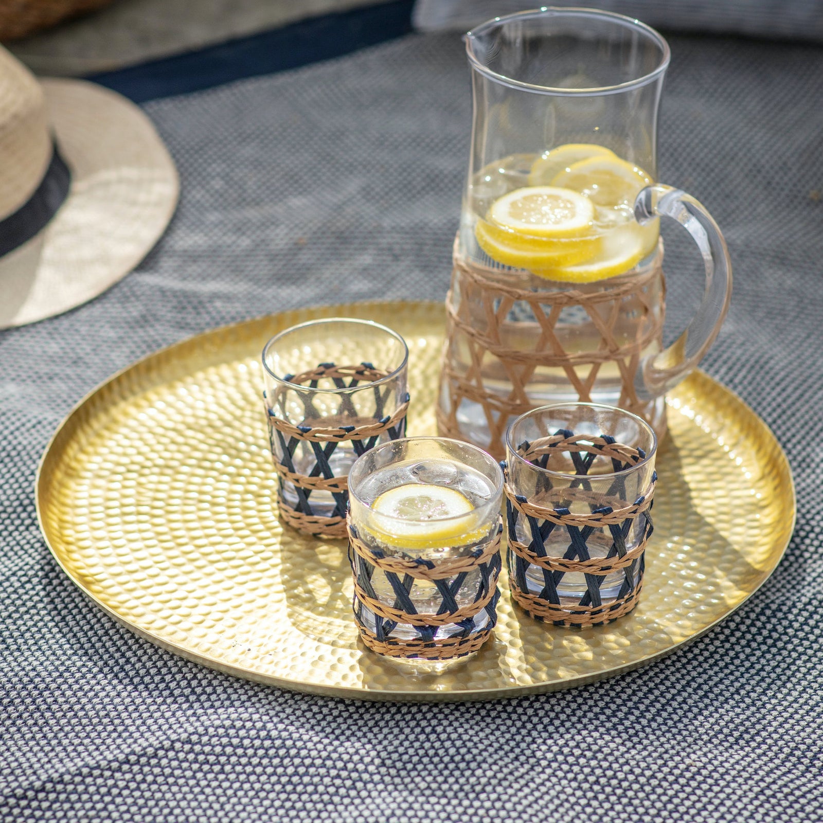 Gold hammered serving tray