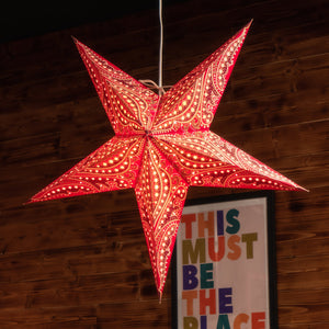 Paper Star Lampshade - Fantasia Scarlet Red