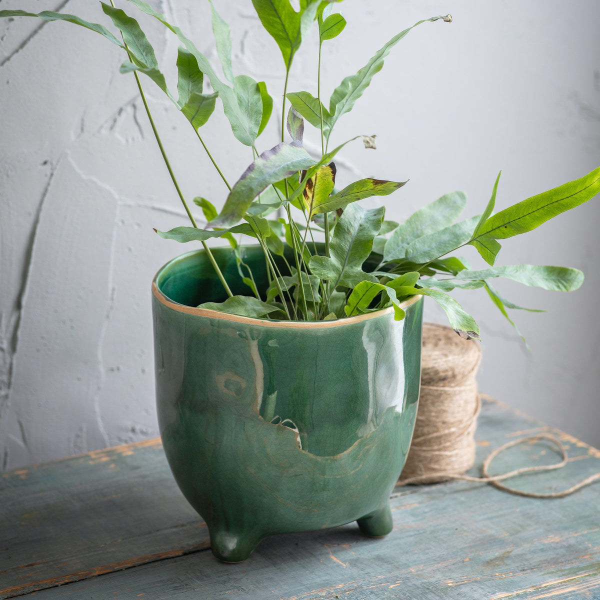 Footed Glazed Plant Pots, Positano