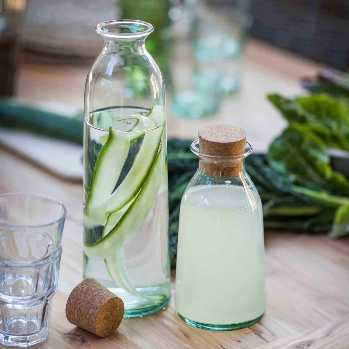 Glass Bottle with Cork Stopper, 100% recycled glass