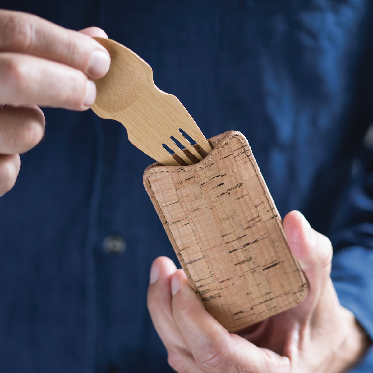 Bamboo Spork & Cork Travel Case