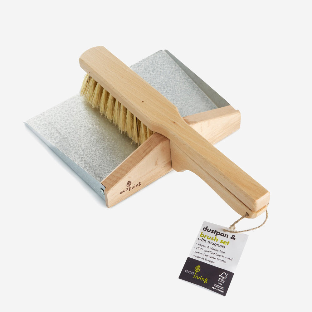 Wooden Dustpan &amp; Brush Set, Magnetic