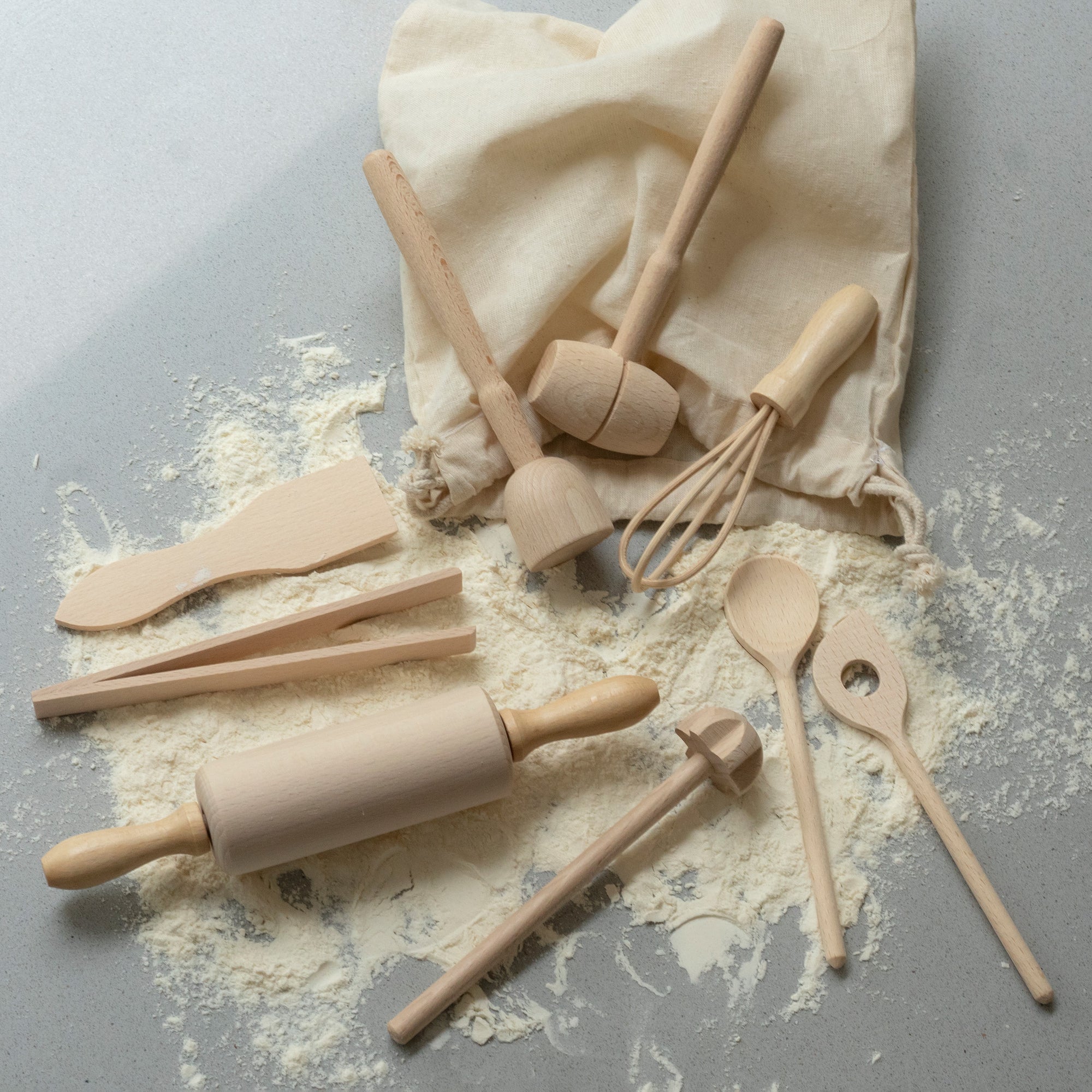 Kid's Beechwood Baking Utensil Set