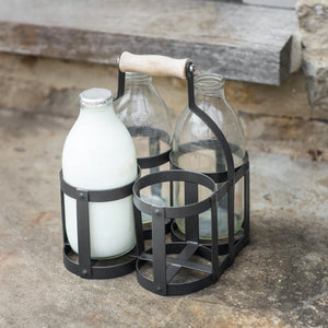 Milk Bottle Holder, Steel & Wood
