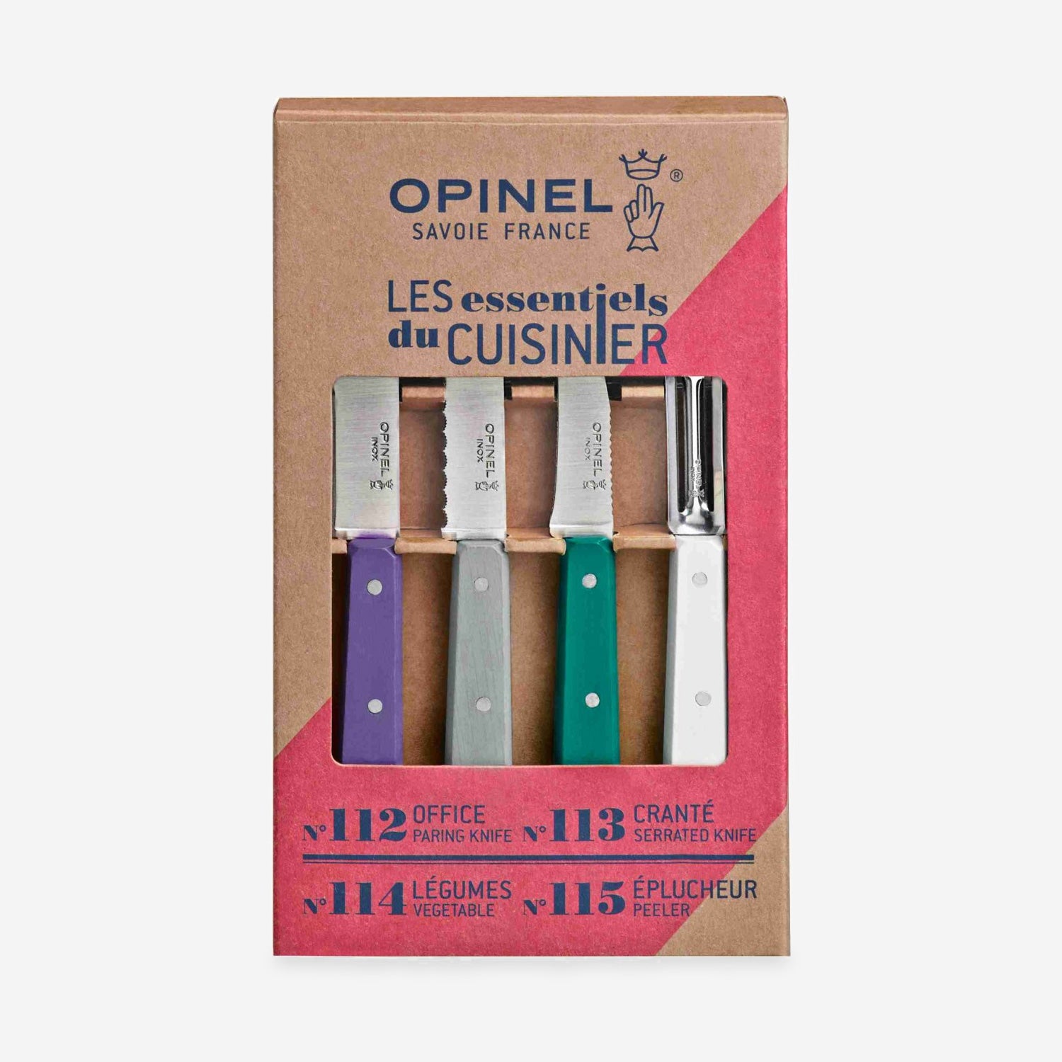 Opinel Kitchen Knives Box Set, Various Colours