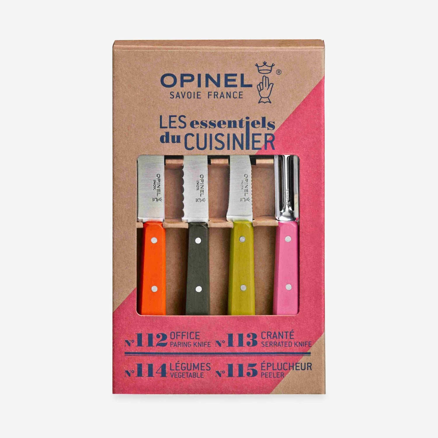 Opinel Kitchen Knives Box Set, Various Colours