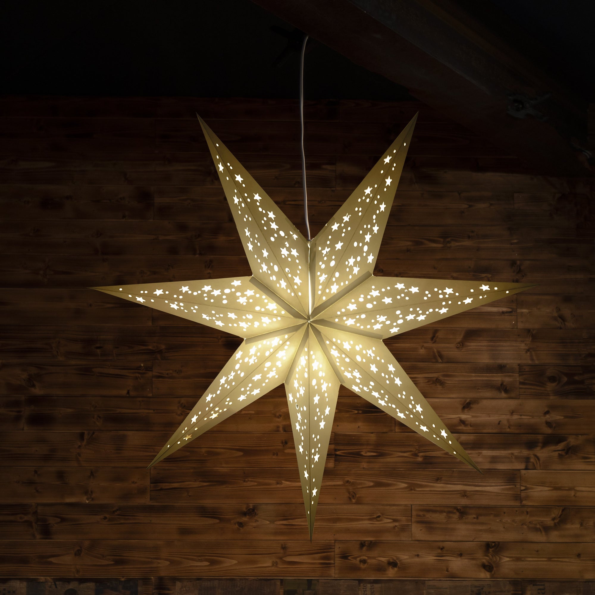 Paper Star Lampshade - Venus White / Caramel