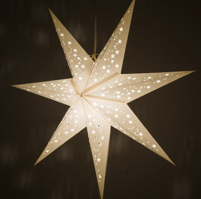 Paper Star Lampshade - Venus White / Caramel